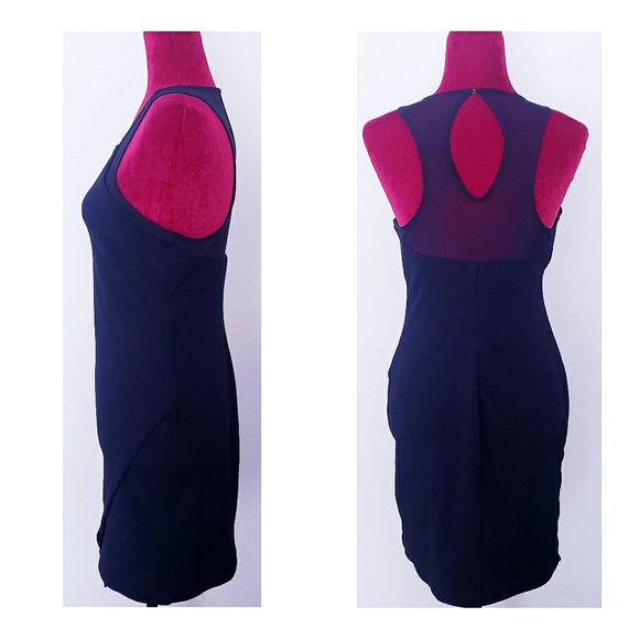 AS U WISH BLACK/SHEER MESH SLEEVELESS FITTED DRESS - Picture 3 of 4